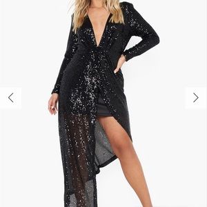 Black sequin dress (boohoo brand)